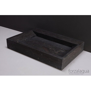 Forzalaqua Bellezza Lavabo 80.5x51.5x9cm rectangulaire 1 lavabo sans trou pour robinetterie granit adouci bleu gris